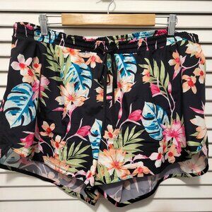Old Navy Women's Shorts Black & Tropicl Floral Active Fitness Running Sh…